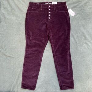 NWT Burgundy Skinny High Rise Micro Cords with Button Fly